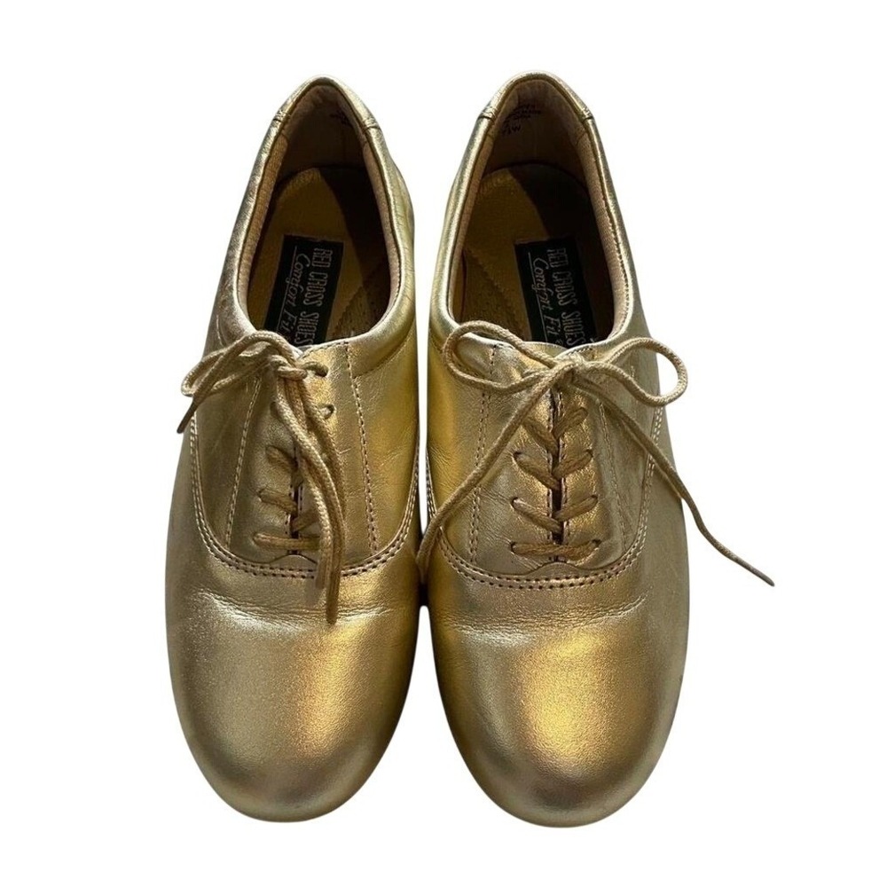 Vintage Gold Metallic Leather Lace Up Oxfords 7.5W by Red Cross